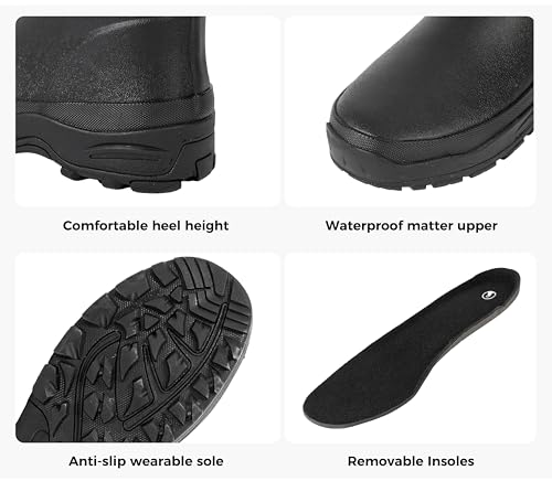 Ubon Rain Boots for Men Waterproof Rubber Boots Outdoor Work Garden Boots4