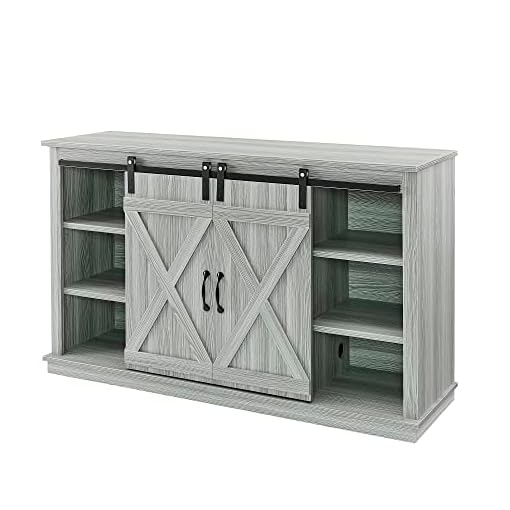 Good & Gracious Farmhouse TV Stand with Sliding Barn Doors for 65 Inch