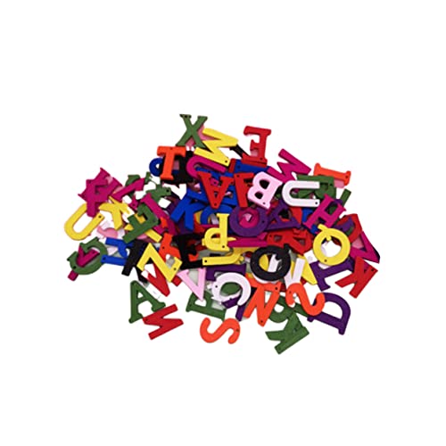 Toyvian Wooden Letters for Crafts 200pcs Letter Shape Wooden Slices Decorative Ornaments DIY Home Decor