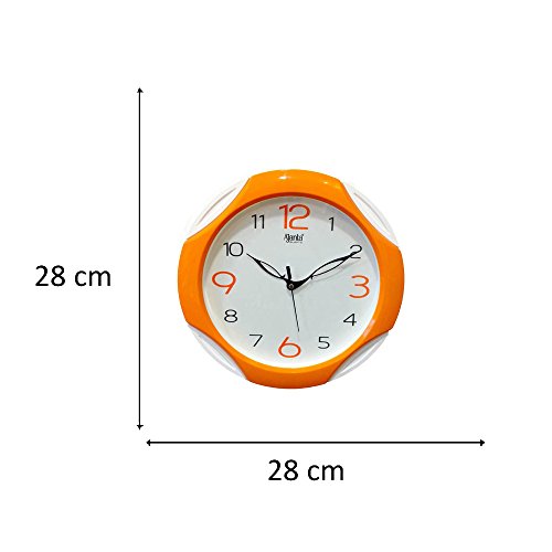 Image of Ajanta Plastic Abstract Round Analog Wall Clock (Orange, 28 Cm X 28 Cm X 3.5 Cm)