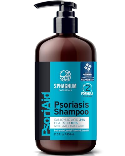 Sphagnum Botanicals Psoriasis Shampoo Extra Strength - 13.5 oz - Flaky & Itchy Scalp Treatment with Salicylic Acid and Natural Peat Mud. For Dandruff and Eczema. No Coal Tar