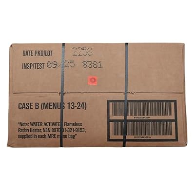 U.S. MRE Meals Ready to Eat (12-Pack) Military-Grade Emergency Food Supply w/Flameless Heaters Survival Rations for Camping, Prepping, Disaster Relief (Menu B: 13-24)