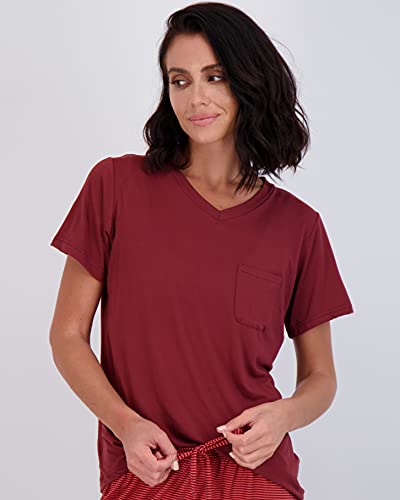 2 Pack: Women’s Pajama Sets Ladies Short Sleeve V-Neck Tops Pants Bottoms Bamboo Pijama Mujer Comfy Soft Pj Fashion Sleepwear Lightweight Fall Clothing Silky Sleep Lounge Night Wear,Set 1-Xl #TOP1