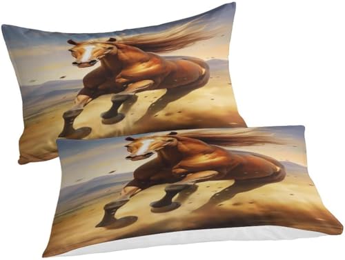 Parure de lit cheval 260x230 cm avec housse de couette imprimé animal 3D - 3
