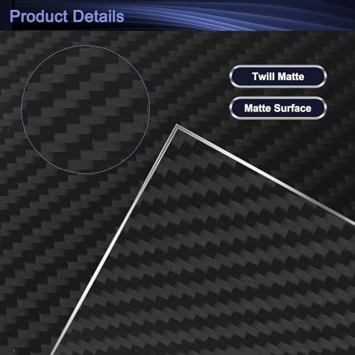 QUARKZMAN 3K Carbon Fiber Plate Panel Sheets, 200 x 200 x 0.5mm Carbon Fiber Board Plate Flexible for RC Aircraft, Model Car, Auto Parts (Twill Matte)