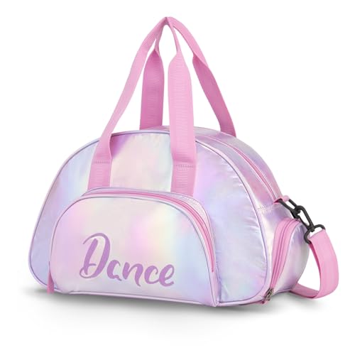 Choco Mocha Bolsa de dança para meninas, bolsa de balé para meninas, crianças, bolsa de dança e academia com compartimento para sapatos, Rosa claro, 16.5 x 6.3 x 10.3 inches