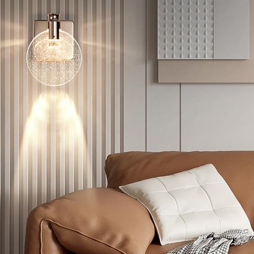 Image of Aomesinc Crystal Wall Sconce Nordic Style LED Wall Lamps Simple Creative Lights for Living Room Bedroom Bedside Dresser Bathroom Corridor(A,Golden,Large)