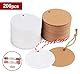 200stk. Kraftpapier Rund Anhänger Etiketten Stern Geschenkanhänger und Jute Schnur 20M für Hochzeit Geschenke zum Basteln (Rund Kraftpapier Anhänger)