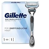 Gillette SkinGuard Sensitive Nassrasierer Herren, Rasierer + 1 Rasierklinge mit Hautschutz, Geschenk für Männer