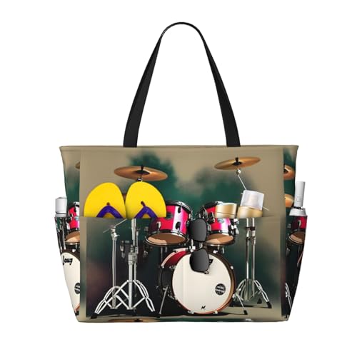 Sac de voyage polyvalent et grand sac fourre-tout d'été noir avec motif musique jazz