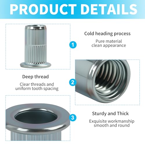 60 Stk M5 Nietmuttern Sortiment Set aus Edelstahl, Blindnietmuttern mit Senkkopf und Flachkopf, Gewindenieten für Robuste Verbindungen, inklusive Aufbewahrungsbox für Vielseitige Anwendungen