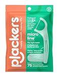 Plackers Micro Line Dental Floss Picks, Fold-Out FlipPick, Tuffloss, Easy Storage with Sure-Zip Seal, Fresh Mint Flavor, 75 Count (Pack of 1)