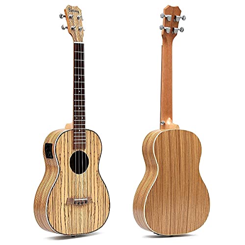 Ukulélé Baryton acoustique en bois zébré satiné de 76,2 cm Baritone Ukelele avec préampli et égaliseur intégré… - Les Beatles, Paul McCartney, John Lennon, RIngo Starr, George Harrison Ukulélé Baryton acoustique en bois zébré satiné de 76,2 cm Baritone Ukelele avec préampli et égaliseur intégré… – Image 3