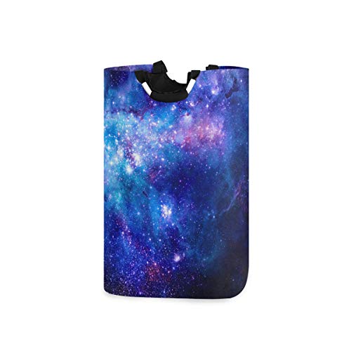 Image of senya Large Laundry Basket Shopping Foldable Clothes Bag Collapsible Fabric Laundry Hamper Folding Washing Bin (Outer Space)