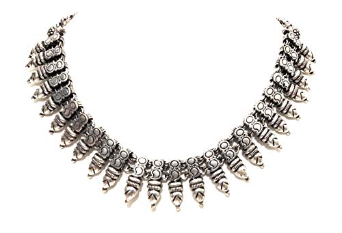 athizay Oxidised Silver Choker