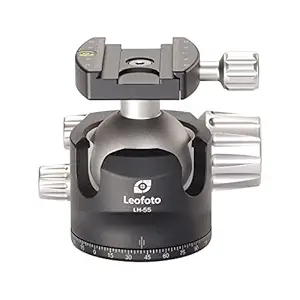 Leofoto Professional Ball Head with Dual Notches Fit for Telephoto Lens Easy Ergonomic Knob Optimize Moment Capture Popular Low Profile Ballhead Work Well for GITZO/RRS/Manfrotto Tripod LH-55