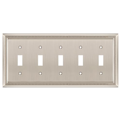 Image of Henne Bery Sunken Pearls Heavy Duty Decorative Wall Plate Switch Plate Outlet Cover (5-Gang Toggle, Satin Nickel)