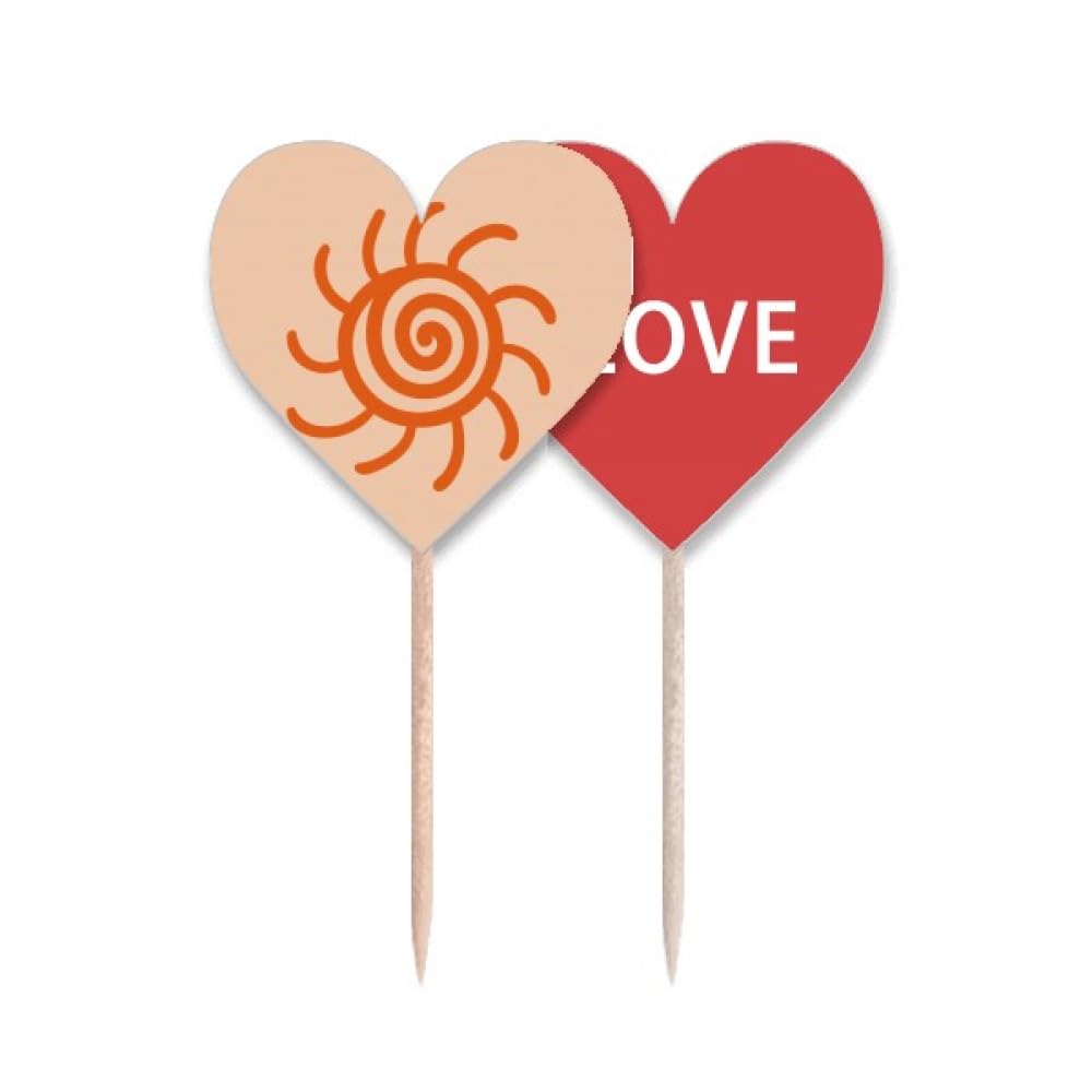 Cupcake Pick Love Heart Peint à la Main | Cure-dents Orange Premium pour Buffet Chic
