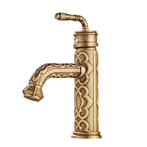 Robinet mitigeur avec bec pivotant à 360° et cartouche céramique pour lavabo rétro