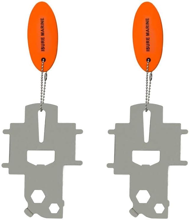 - ISURE MARINE 2pcs Deck Fill Plate Key Kit Gas Fuel Water Waste Diesel Tank Filler Cap Keys Stainless Steel Multi Tool Floating Keychain for Boat Marine Yacht