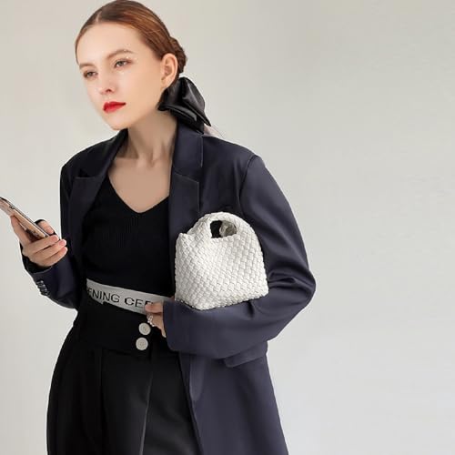 Image of Woven Tote Bag for Women with Coin Purse, Foldable Chain Small Crossbody Handbags, Fashion Shoulder Bag, Hobo Satchel