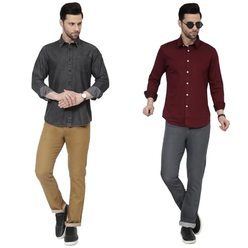 Image of DAIS Men's Stretchable Straight Fit Mid Rise Jeans, Pack of 2, (Combo of 2 Jeans)