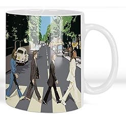 The Tasse Beatles Abbey Blanche Ceramique White Mug Road - Les Beatles, Paul McCartney, John Lennon, RIngo Starr, George Harrison