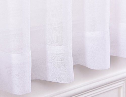 Mystic-Home Sheer Curtains White 45 Inch Length, Rod Pocket Voile Drapes For Living Room, Bedroom, Window Treatments Semi Crinkle Curtain Panels For Yard, Patio, Villa, Parlor, Set Of 2, 52"X 45" #TOP5