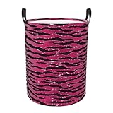 Goayetn Pink Glitter Zebra Print Oxford Cloth Laundry Basket Foldable Portable Storage Basket With Handle For Bathroom/Laundry Storage/Bedroomsmall