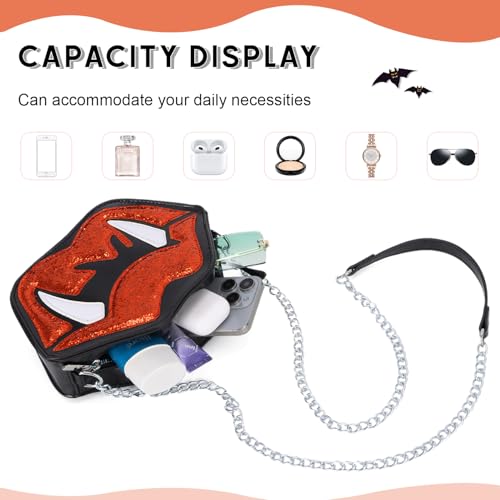 Oweisong Novelty Halloween Purse for Women Fun Shaped Lip Shoulder Bag Devil Handbag Ghost Crossbody Bag4