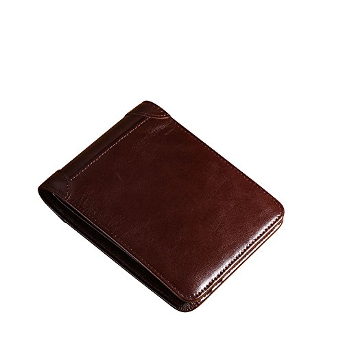 Men's Genuine Cowhide Leather Extra Capacity Bifold Wallet Coffee2