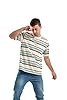 KLIEGOU Men's Fashion Loose Fit Crewneck Stripe T-Shirt, 6108 Beige, XXL #3