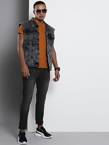 Image of The Indian Garage Co Men Slim Fit Solid Mid-Rise Stretchable Jeans
