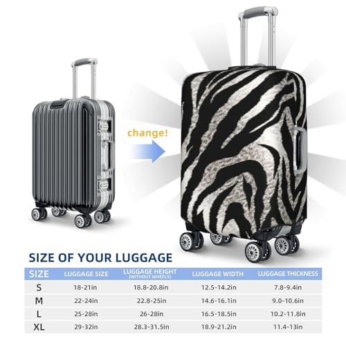 Black And White Zebra Print Travel Luggage Cover Suitcase Protector Washable Elastic Suitcase Cover Anti-Scratch Luggage Protector Travel Suitcase Baggage Cover Fits 18-32 Inch Suitcase Small 6