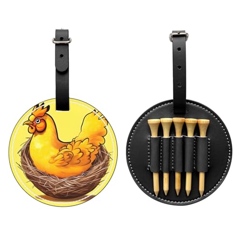 Bird's Nest Golden Chicken Black Printed golf tee storage bag - portable design, easy to organize tee