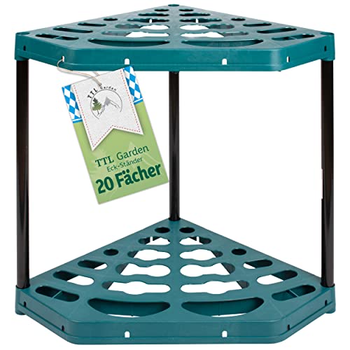 TTL Garden Gartengeräte Eck-Ständer 61x45x45cm grün - 20 Fächer...