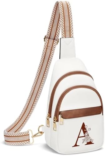 CLOUDWINGS Shoulder Bag Shoulder Bag Bum Bag for Women with Initial Chest Bag, White/Opulent Garden, S
