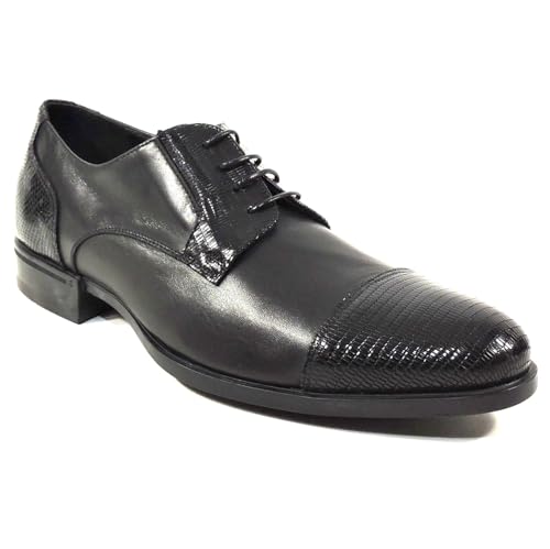 Men's Black Soft Leather Oxford Lace-Up Dress Shoes, Woven Accents