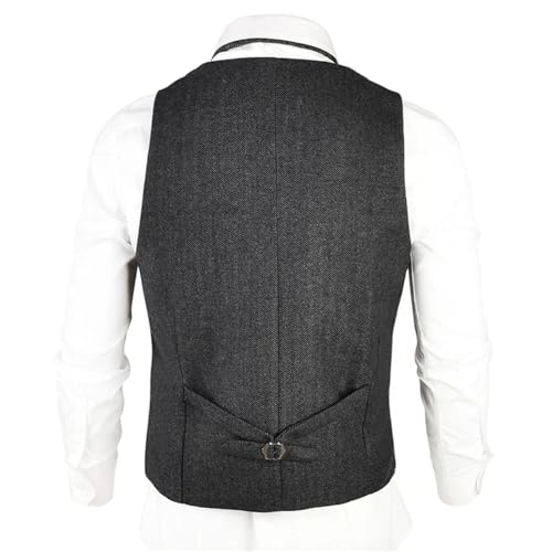 Men's Tweed Blend Suit Vest, Lightweight Slim Fit Waistcoat for Wedding & Groomsmen2