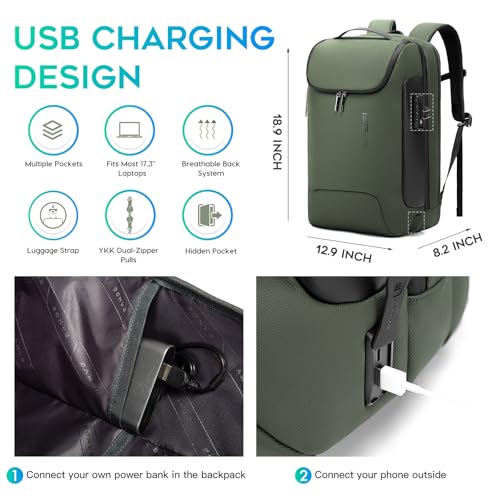 Image of BANGE Anti-Theft Backpack with USB Charging Port 17.3 Inch Business Laptop Backpack