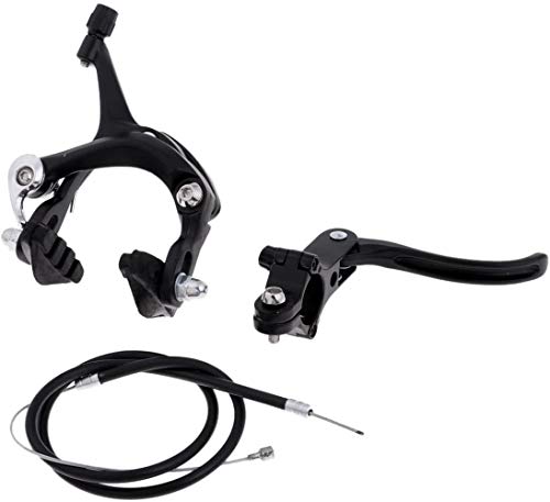 Alloy U Brake Caliper Levers &Cable Kit Front Rear Pair Set Replacement for BMX Bicycle Repair Parts Accessory (Front Black)