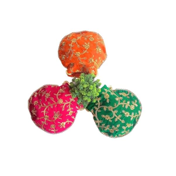 THE CRAFTOPOLIS HUB Potli Bag Velvet for ladies traditional Indian Wristlet women handbags with Drawstring Ethnic Embroidery Fashion Potli | Batwa Bag Pearls Handle Clutch Wedding Purse (Pack of 3)
