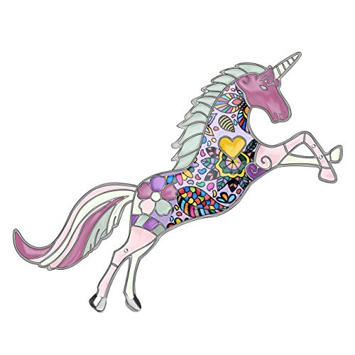 Image of DUOWEI Dainty 6 Colors Unicorn Horse Brooch Fancy Unicorn Lapel Pin Clothes Scarf Accessories for Women Girls Jewelry Gifts