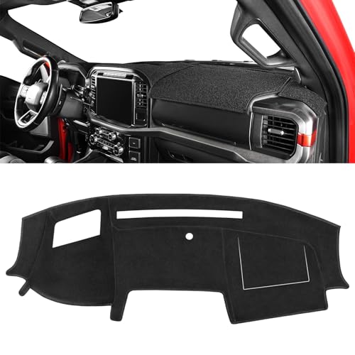 Pigenius Dash Cover for Ram 1500 2021-2026, Custom Fit Non Slip Dashboard Mat for Models with HUD, Polyester Dashboard Cover Black
