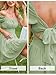 EXLURA Women's 2026 Summer Short Puff Sleeve Casual Short Mini Dresses Tie Back Square Neck A-Line Sundress Grass Green