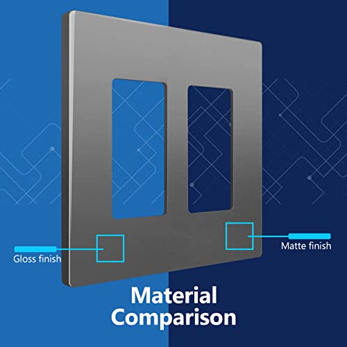 Image of LIDER Decorator Switch Cover, Screwless Wall Plate, Mid-Size 2-Gang 4.88 inch x 4.92 inch, LSWP-32M-SG, UL Listed, Thermoplastic, Matte Space Gray, 1-Pack