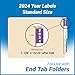 2024 Year Stickers, Doctor Stuff 2024 Chart Stickers, Purple Color Coded, IFC Style, USA Made Year Labels for X-Ray Jackets, 500/Roll, 1 Roll, 1-7/8