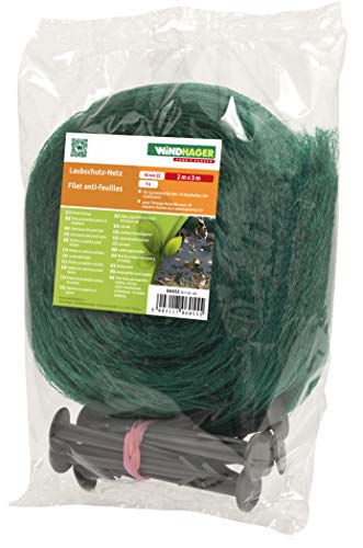 Windhager Laubschutznetz, Abdecknetz, Gartenschutz, zum Schutz von Teichen und Wasserbehältern, inkl. 10 Netzhaltern, grün, 3 x 2 m