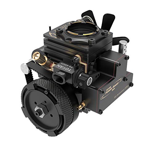 FS-S100AT Single-Cylinder 4-Stroke Nitro Gasoline Engine Model, Transparent Combustion Chamber Internal Combustion Engines, All-Metal Micro RC Engine...