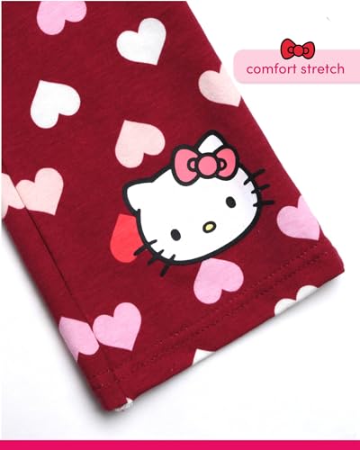 Image of Hello Kitty Girls Legging Set - 2 Piece Short Sleeve Graphic Tee Shirt for Girls and Matching Leggings for Kids Clothing Set